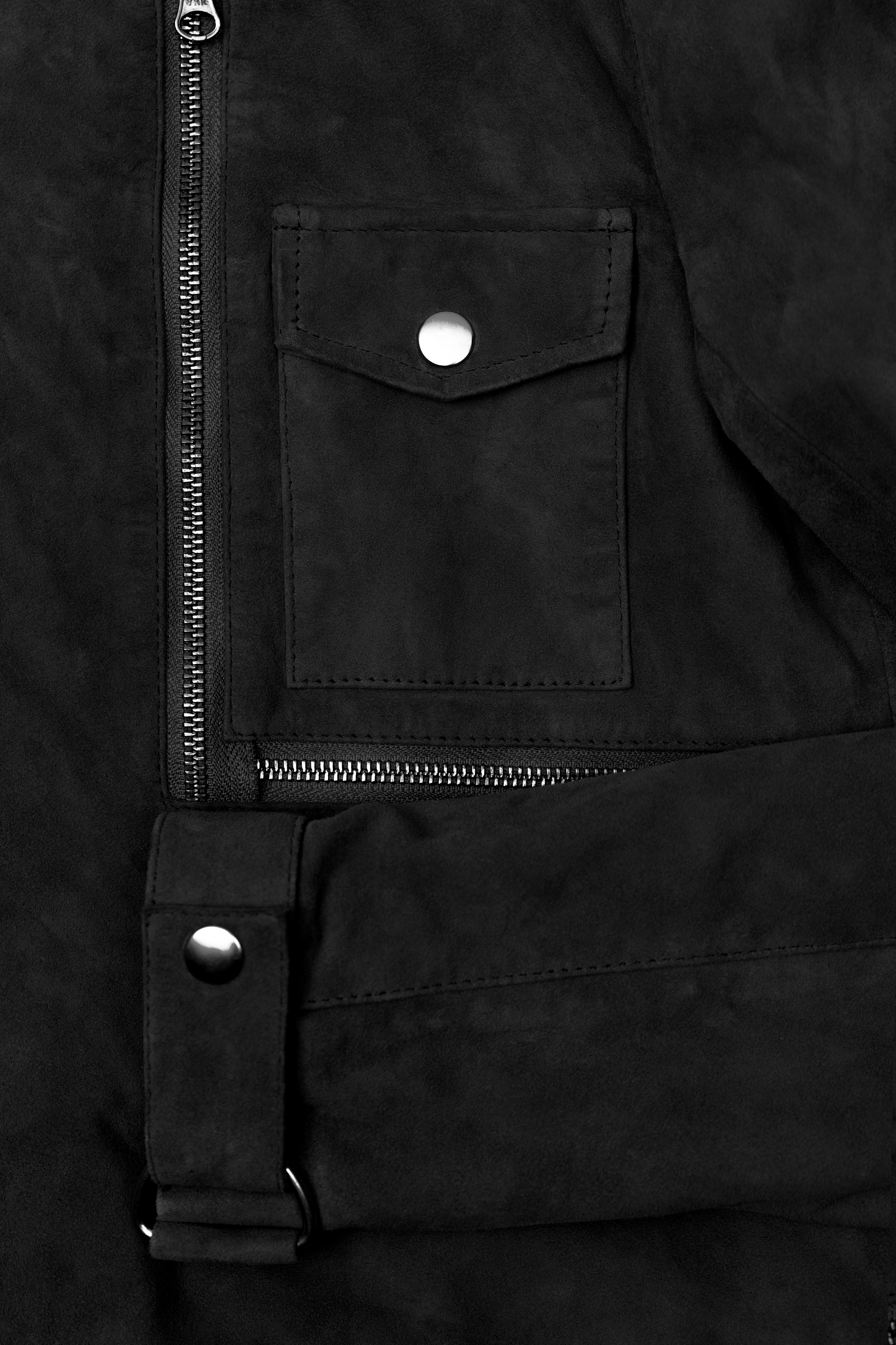 Crew Neck Leather Jacket